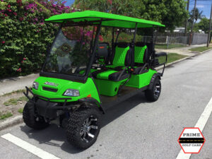 Green Lifted 6 Passenger Bintelli Golf Cart cancun golf cart service, golf cart repair cancun