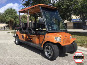 Orange 6 Passenger Lifted Golf Cart cancun golf cart service, golf cart repair cancun